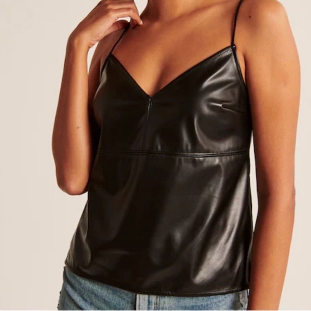 Abercrombie & Fitch NWOT Black Faux Leather Tank Size S